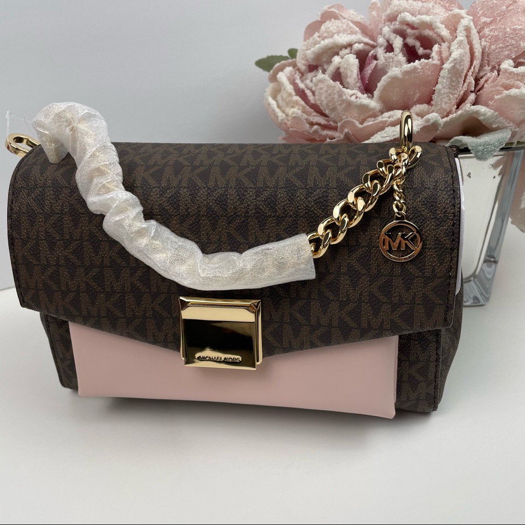 Michael Kors Lita Two-Tone Powder Blush Crossbody Bag